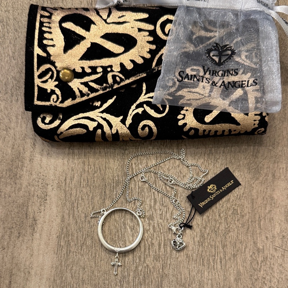 Virgins Saints & Angels Silver Necklace with Cross Charms